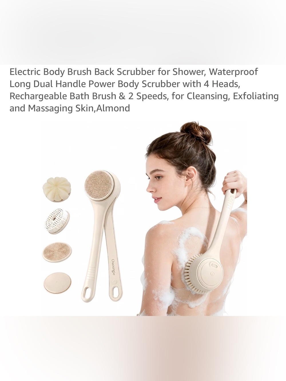 NEW Electric Body Brush Back Scrubber for Shower, Rechargeable